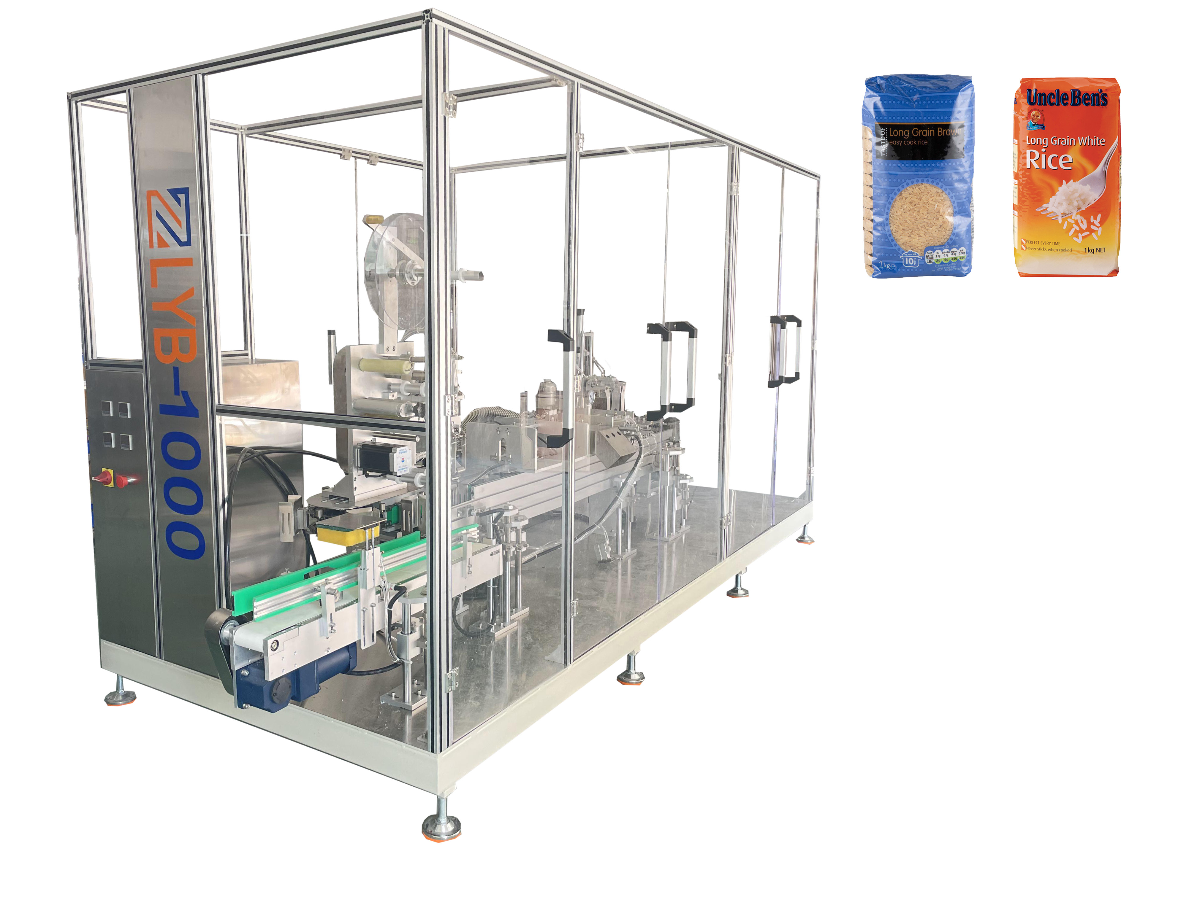 Automatic bag forming filling sealing and top labeling machine